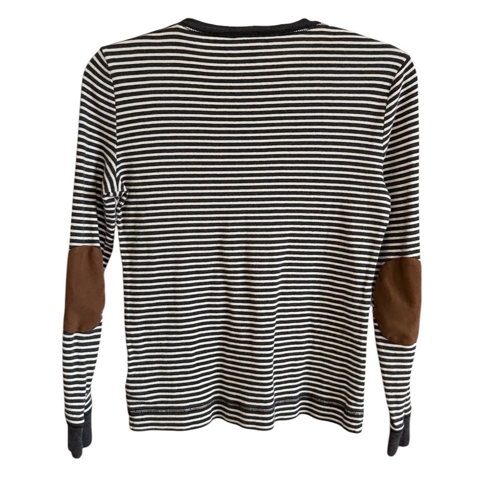 Lauren Ralph Lauren Top Womens Small Black White Striped Elbow Patch Equestrian - Picture 2 of 9